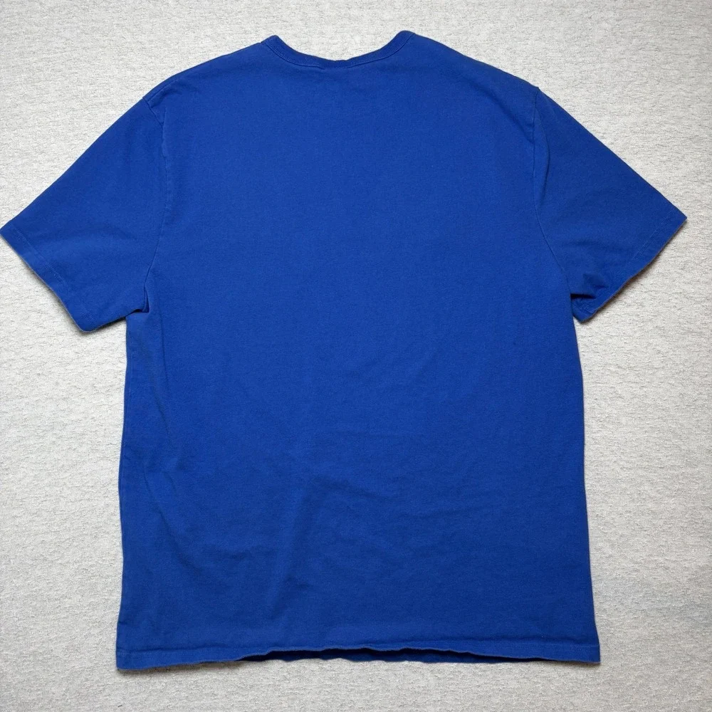 Champion Mens T-Shirt 3XL Blue Script Logo Graphic Short Sleeve Cotton Tee - Picture 7 of 8